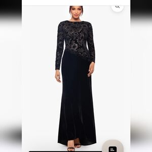 $299 Betsy & Adam Alena" Floor Length Sequin Velvet Dress Sz 12 Old Money NWT